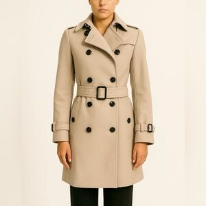 Burberry London Biege Wool & Cashmere Belted Coat, size 2